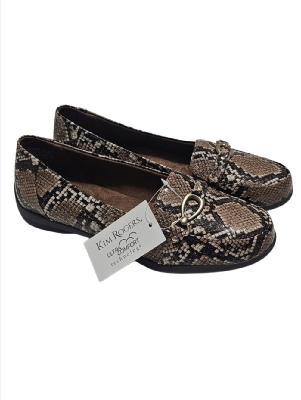 Kim Rogers Blayne Faux Snake-skin Print Loafers Ultra Comfort Technology Sz 7.5M